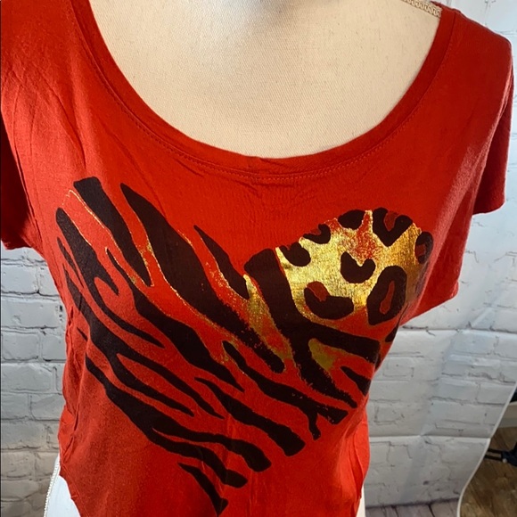 DELIA'S T-Shirt Red w Animal Print Heart-XS - Picture 2 of 3